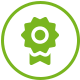 Icona verde con una coccarda che simboleggia l’attenzione di Willchip International per la qualità