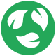 Icona su sfondo verde con il simbolo del riciclo bianco che indica le buste sono fatte con materiale riciclato